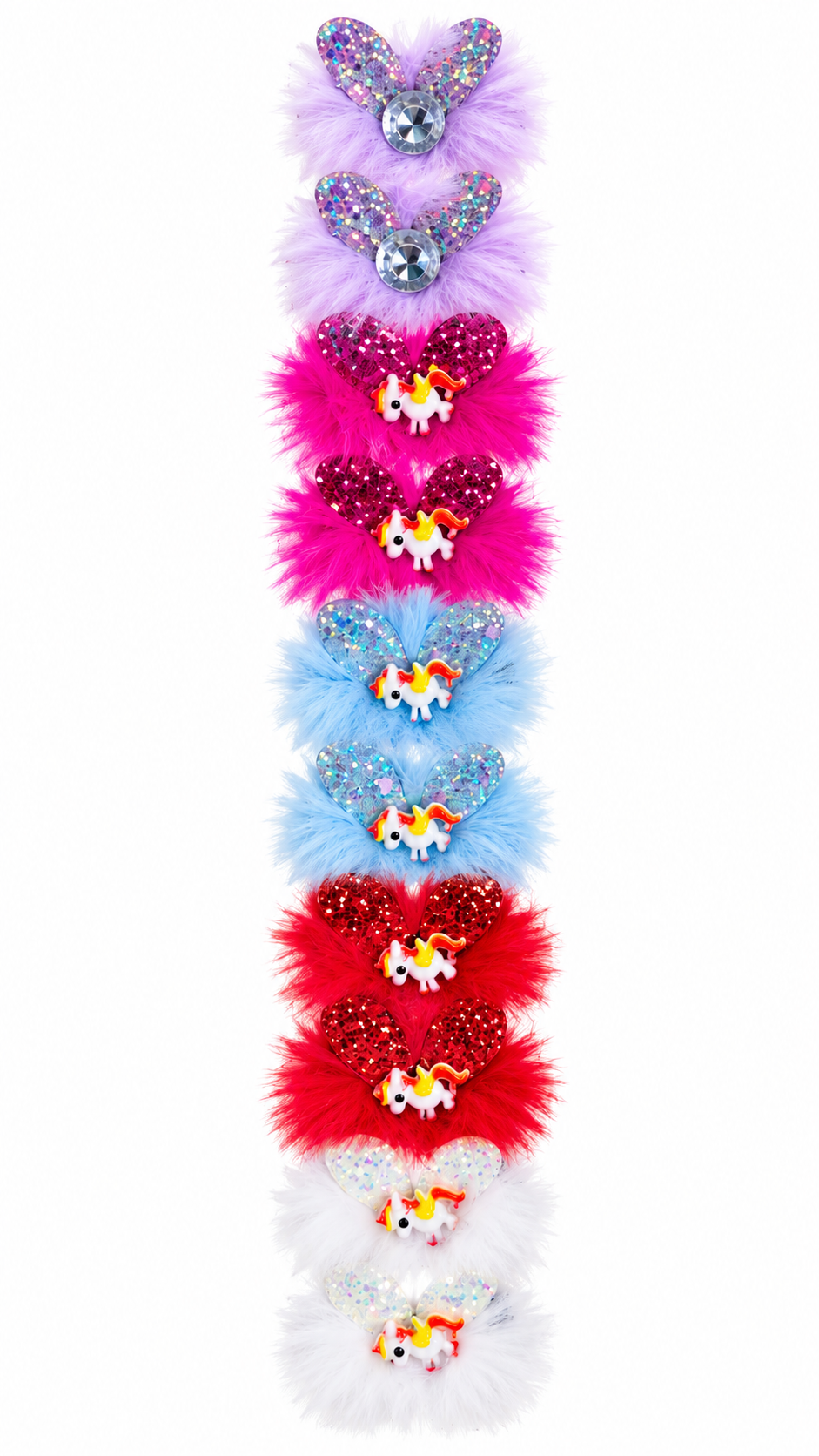 Multicolour Faux Fur Hair Clips for Girls | Cute Glitter Unicorn Hair Accessories for Kids