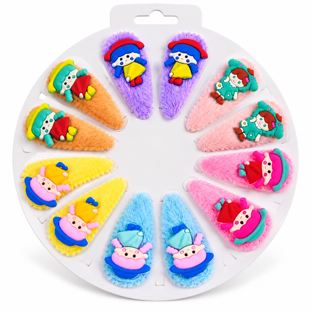 Cute Fuzzy Cartoon Hair Clips for Girls – Colourful Kids’ Hair Accessories (12Pcs) | Little Clips, Big Smiles!