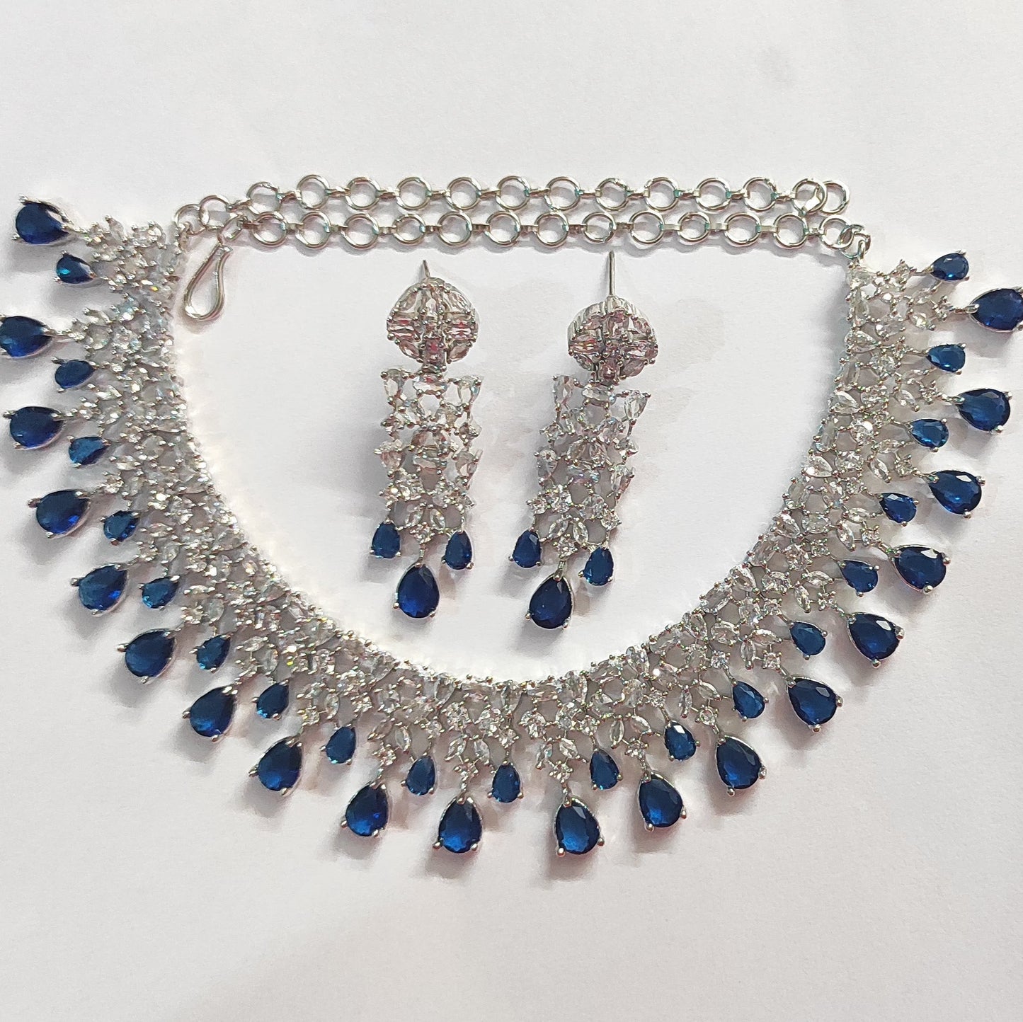 Blue stone with Zirconia jewellery set with earrings