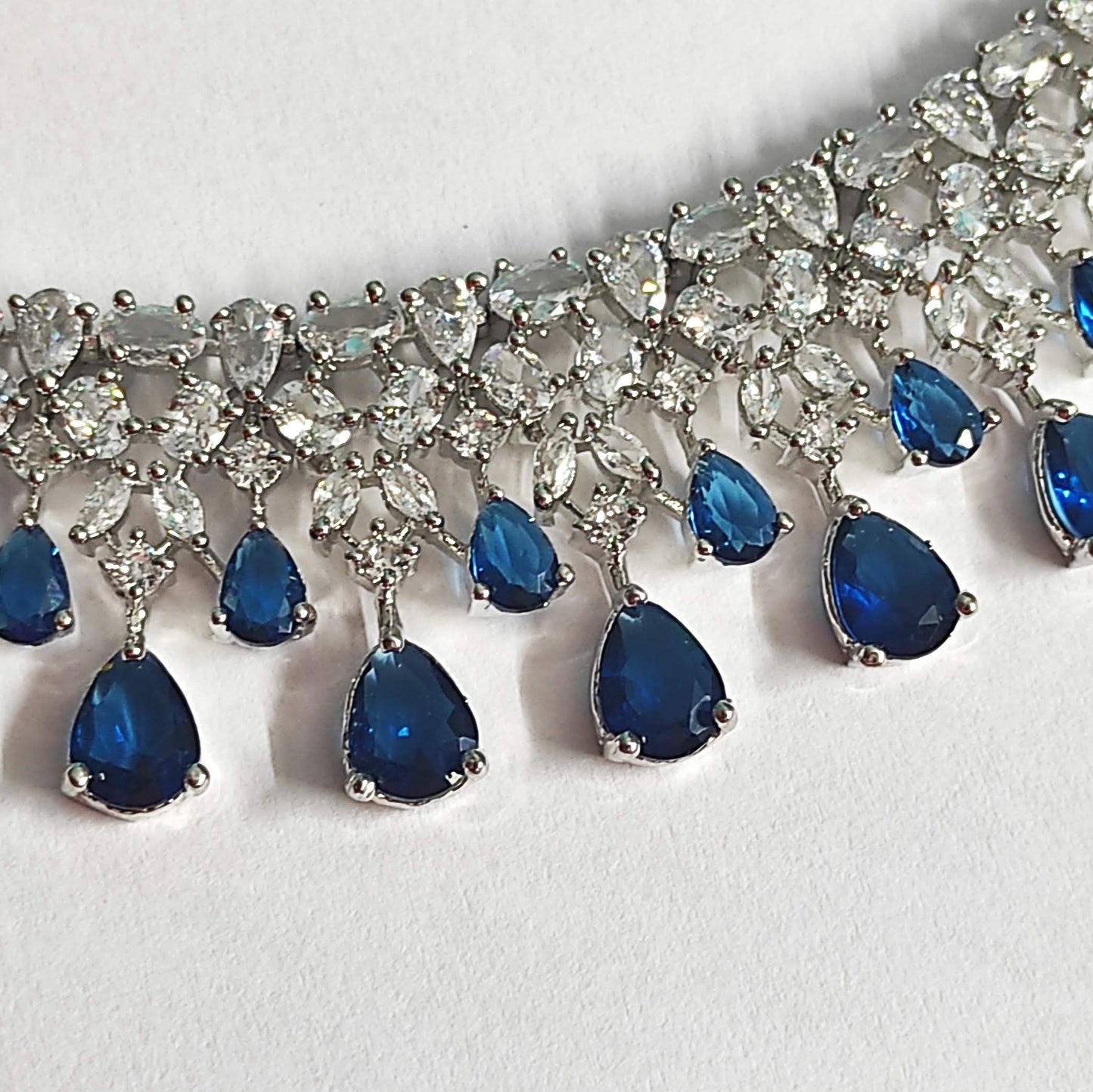 Blue stone with Zirconia jewellery set with earrings