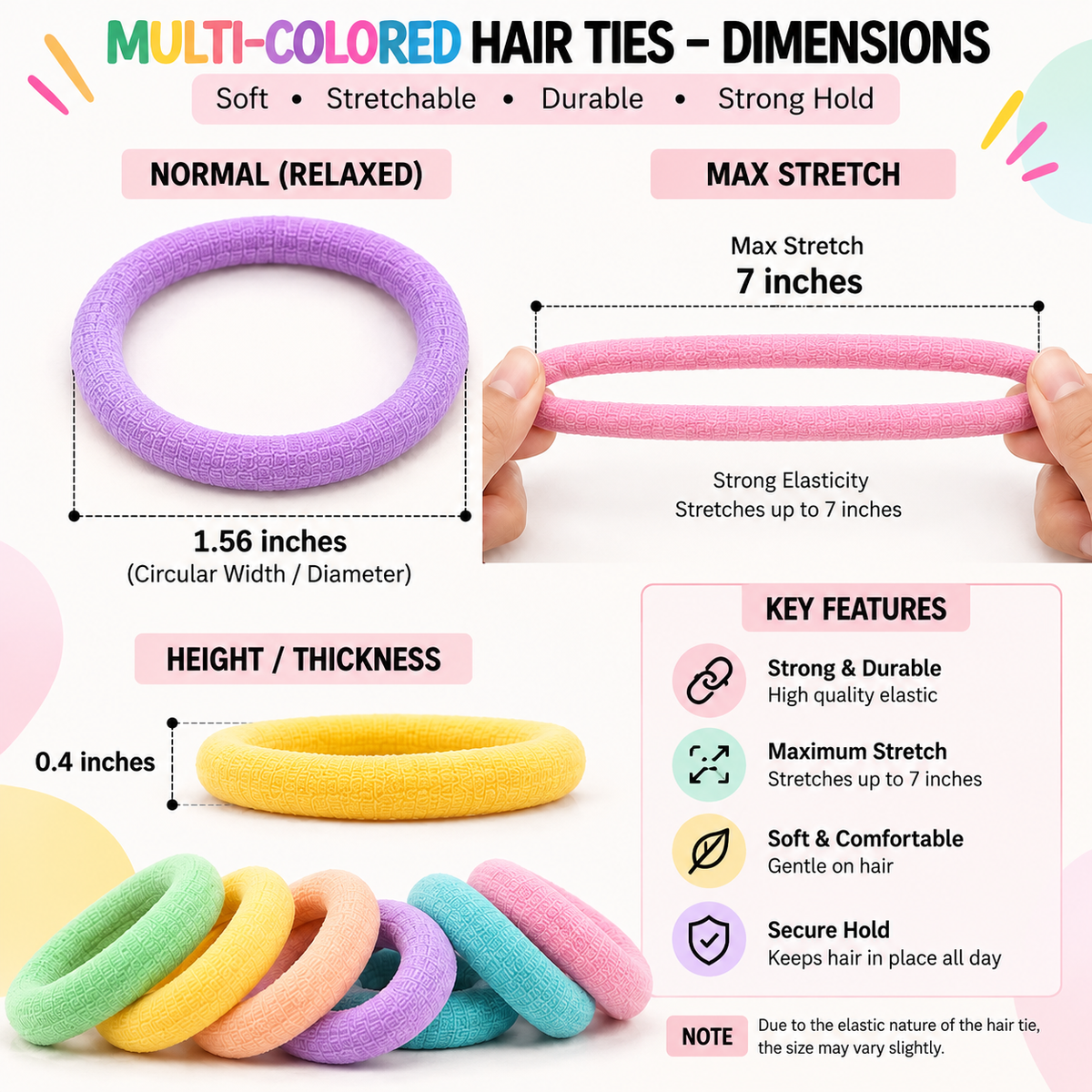 30 Multicolored Hair Ties for Women & Girls | Pastel Stretchy Hair Bands ā Style Every Mood!