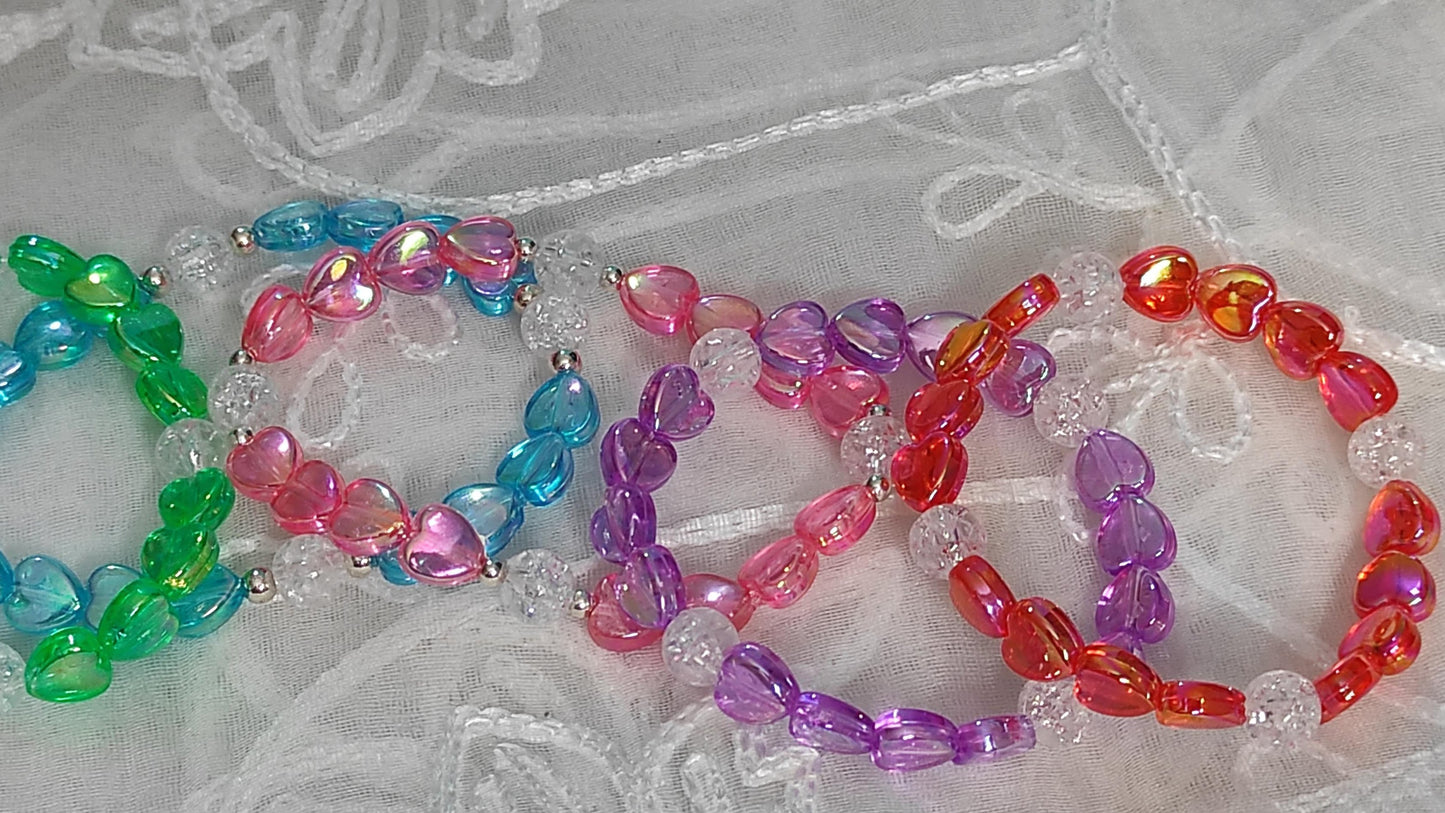 Colored heart beads bracelet - Set of 5.