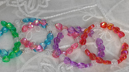 Colored heart beads bracelet - Set of 5.