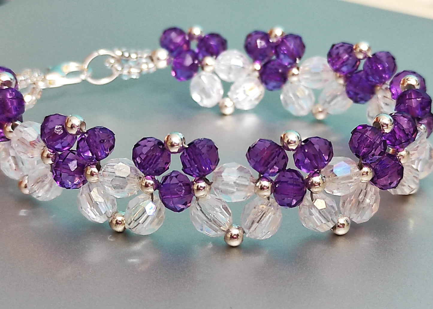 Purple & Clear Beads Bracelet