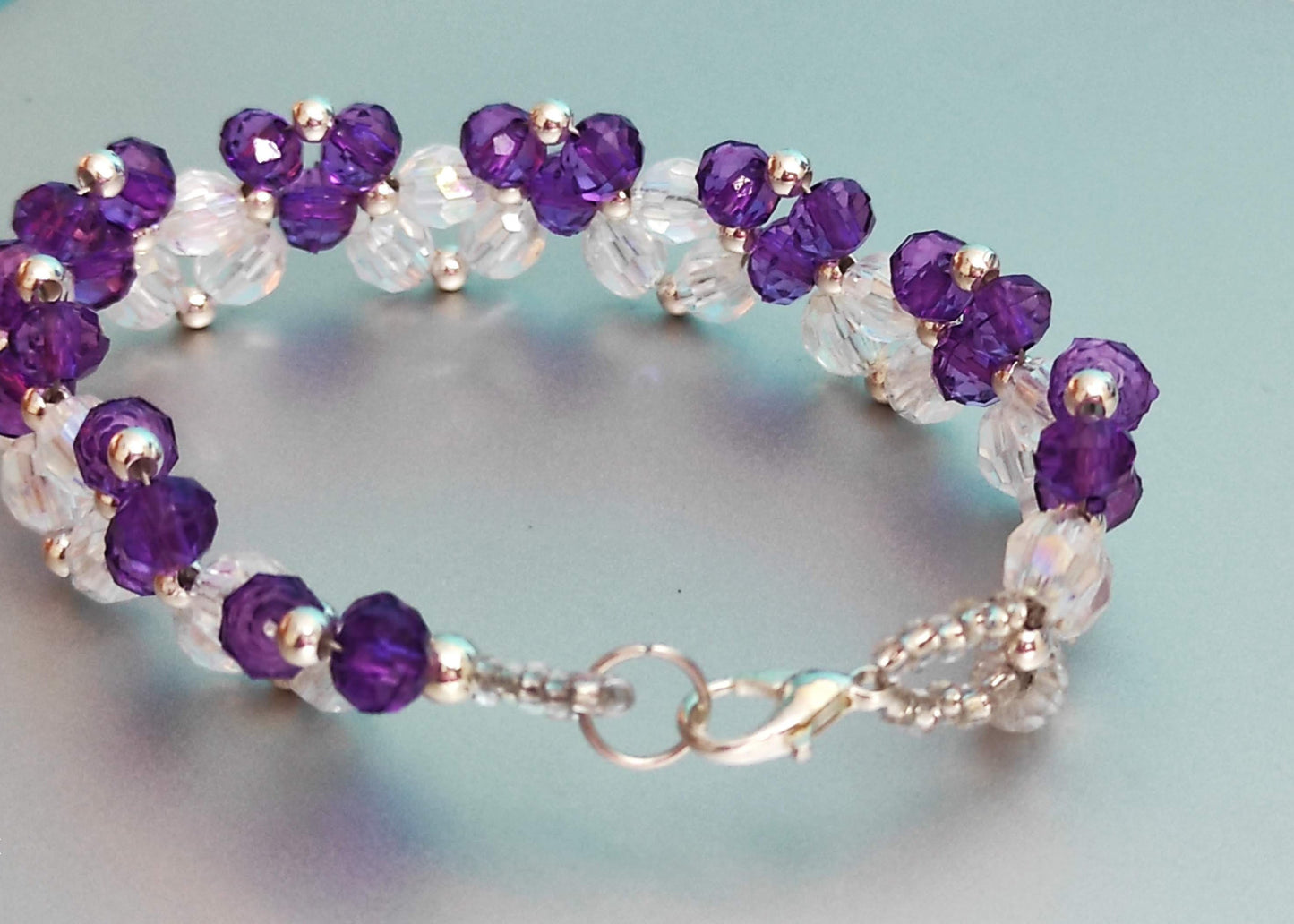 Purple & Clear Beads Bracelet