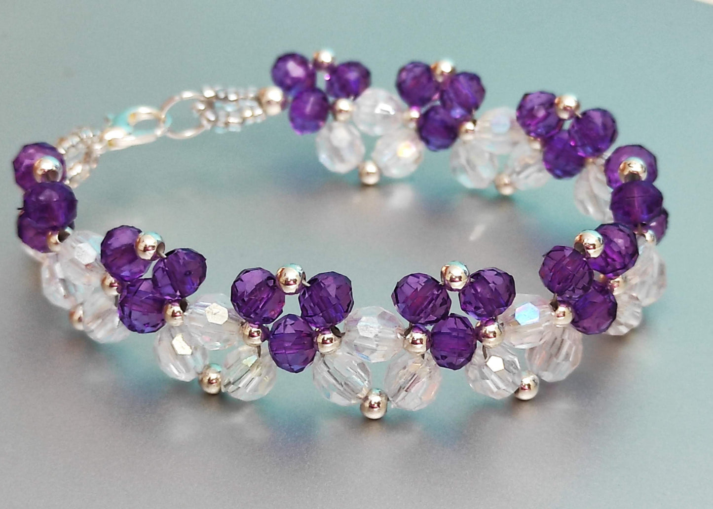 Purple & Clear Beads Bracelet