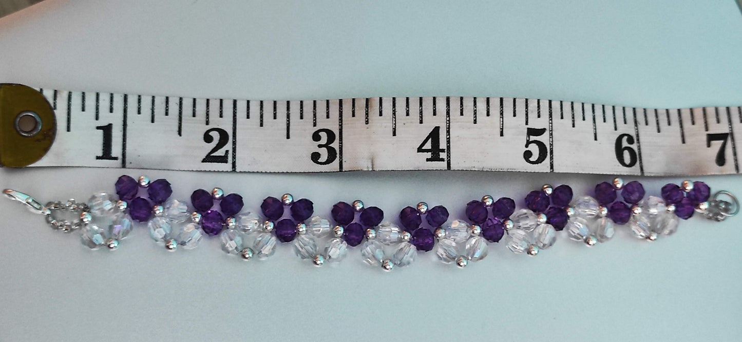 Purple & Clear Beads Bracelet