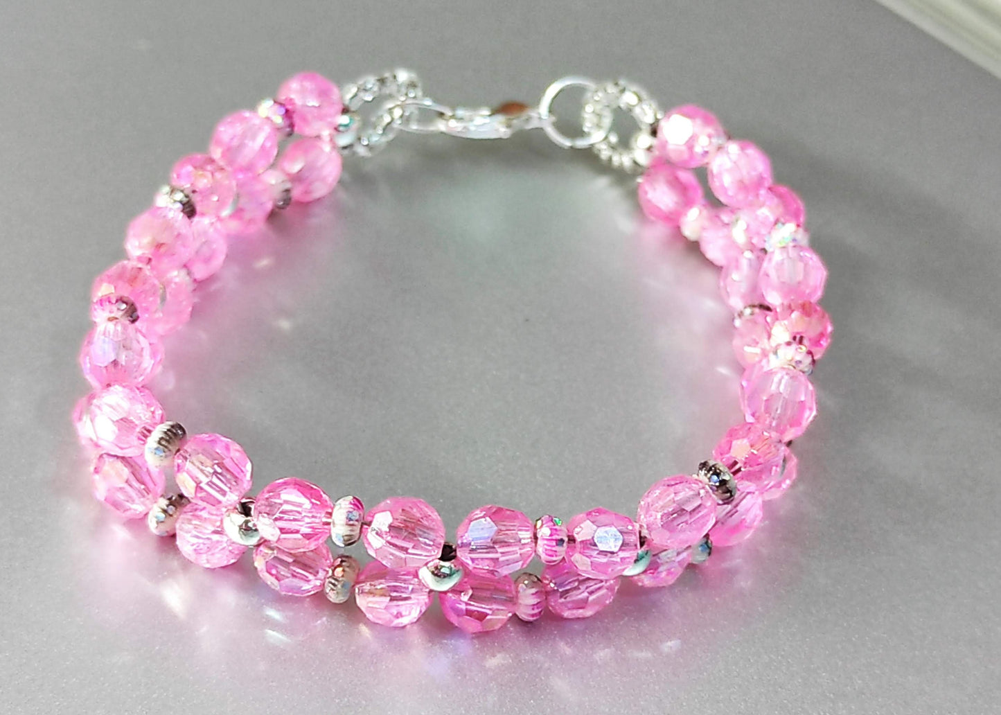 Simple pink bead bracelet
