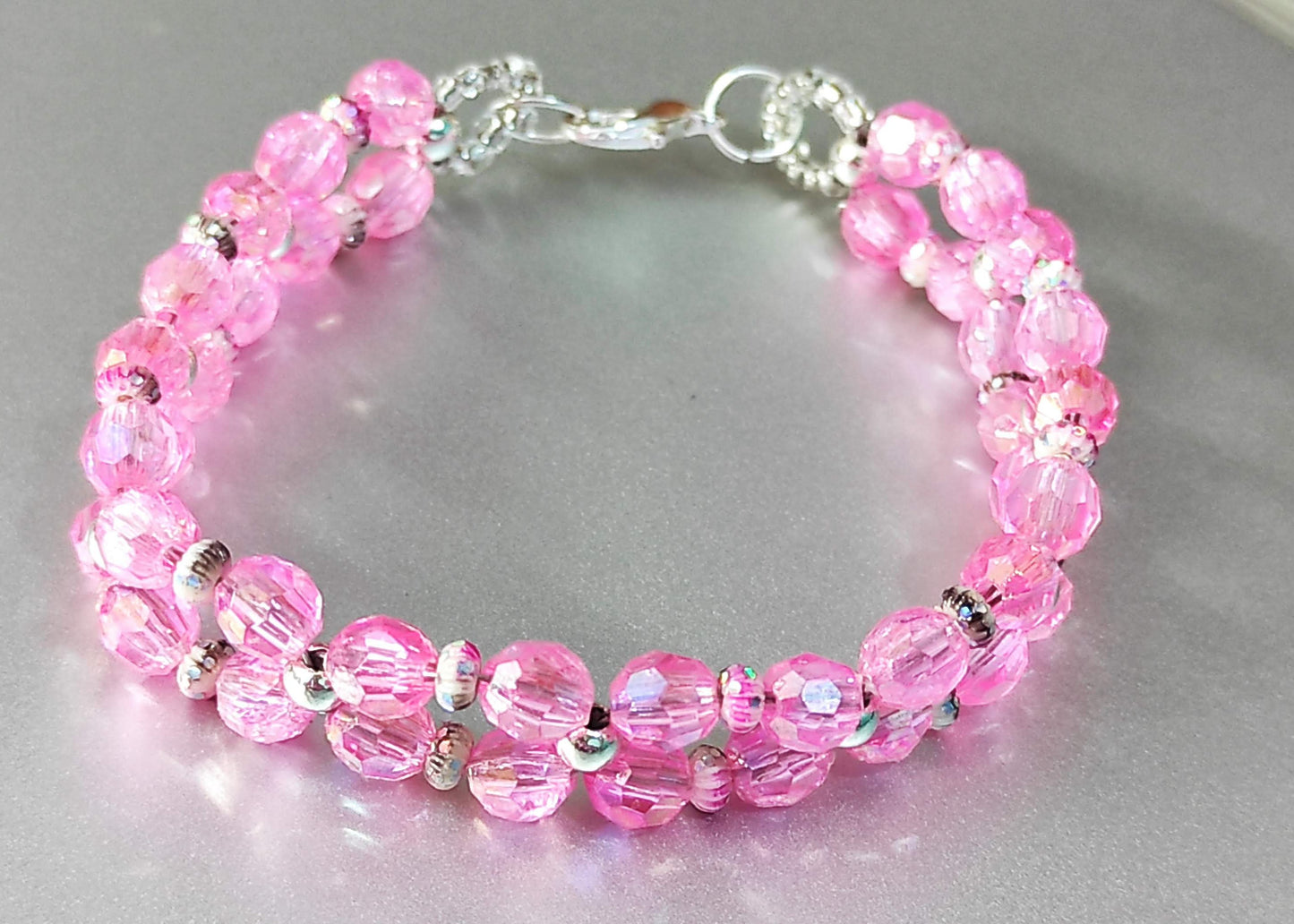 Simple pink bead bracelet