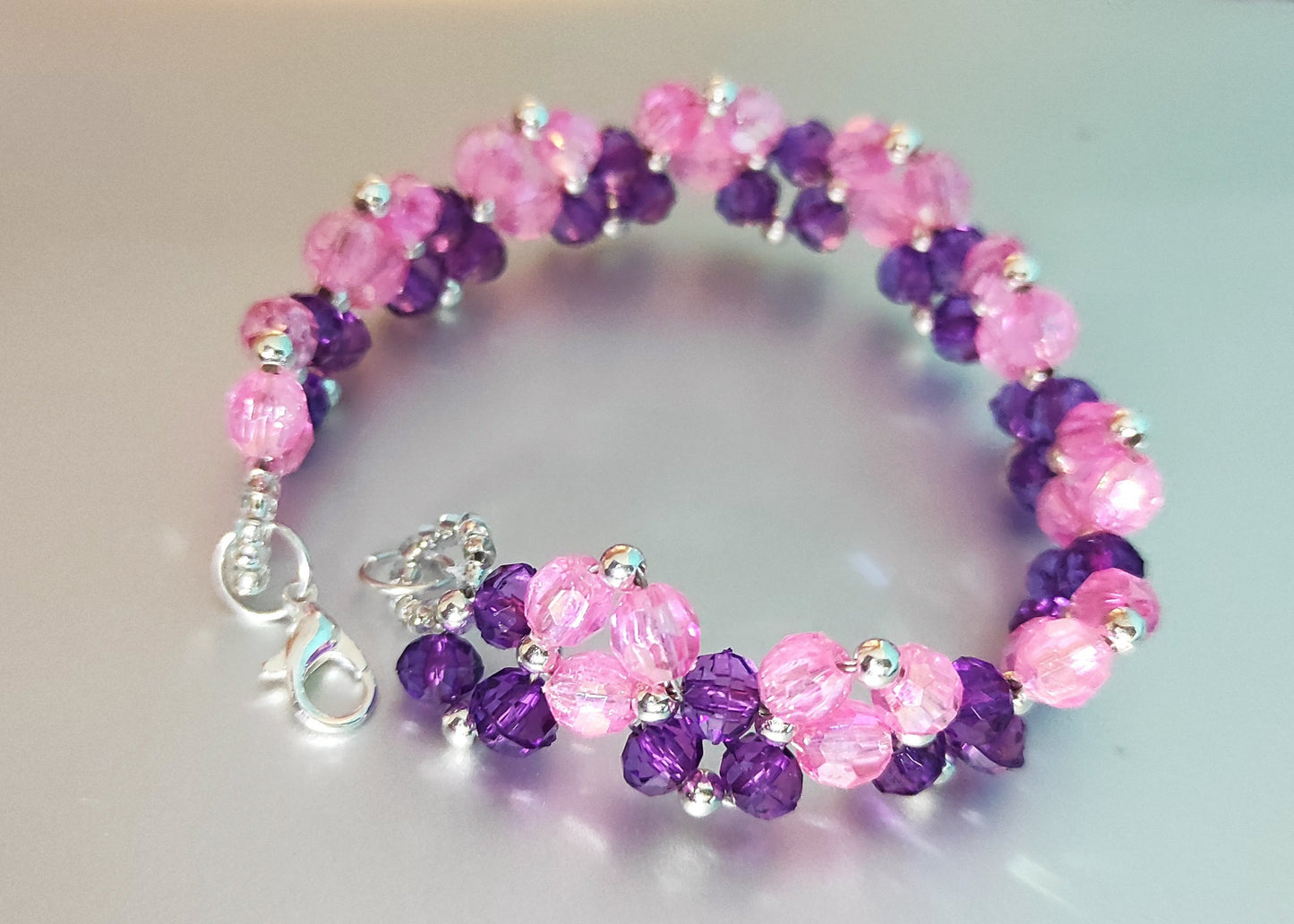 Purple & Pink Beads Bracelet