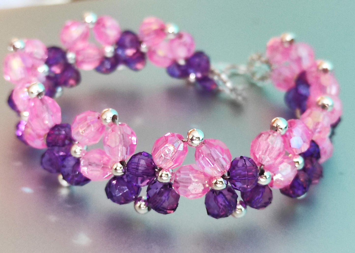 Purple & Pink Beads Bracelet