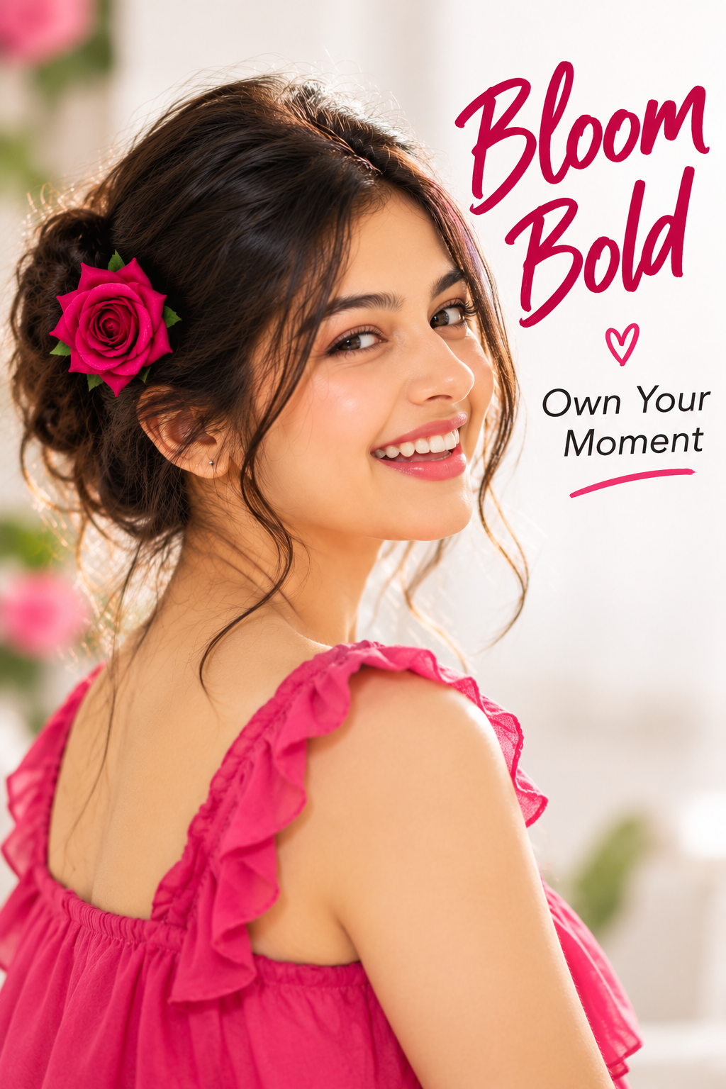 Ruby Pink Rose Hair Clip for Women & Girls | Bloom Bold with ZAIMAKA