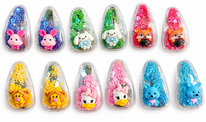 Cute Glitter Hair Clips for Girls – Colourful Animal Character Hair Accessories (12Pcs) | Little Looks, Big Smiles!