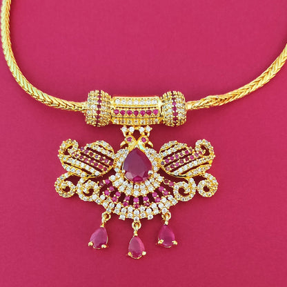 Ruby pink stone with CZ jewelry set with earrings