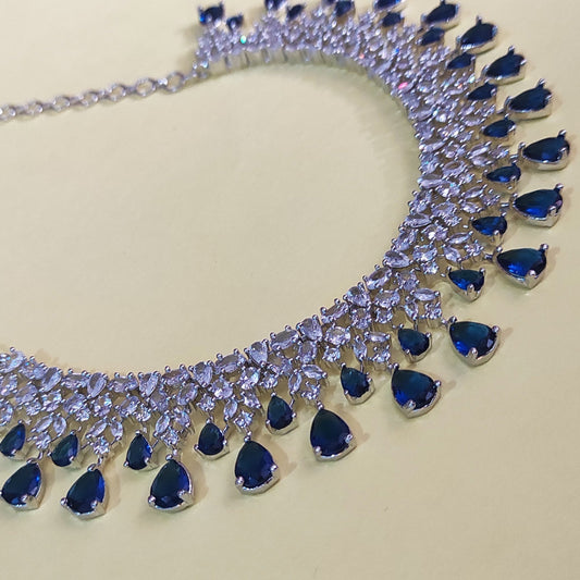 Blue stone with Zirconia jewellery set with earrings