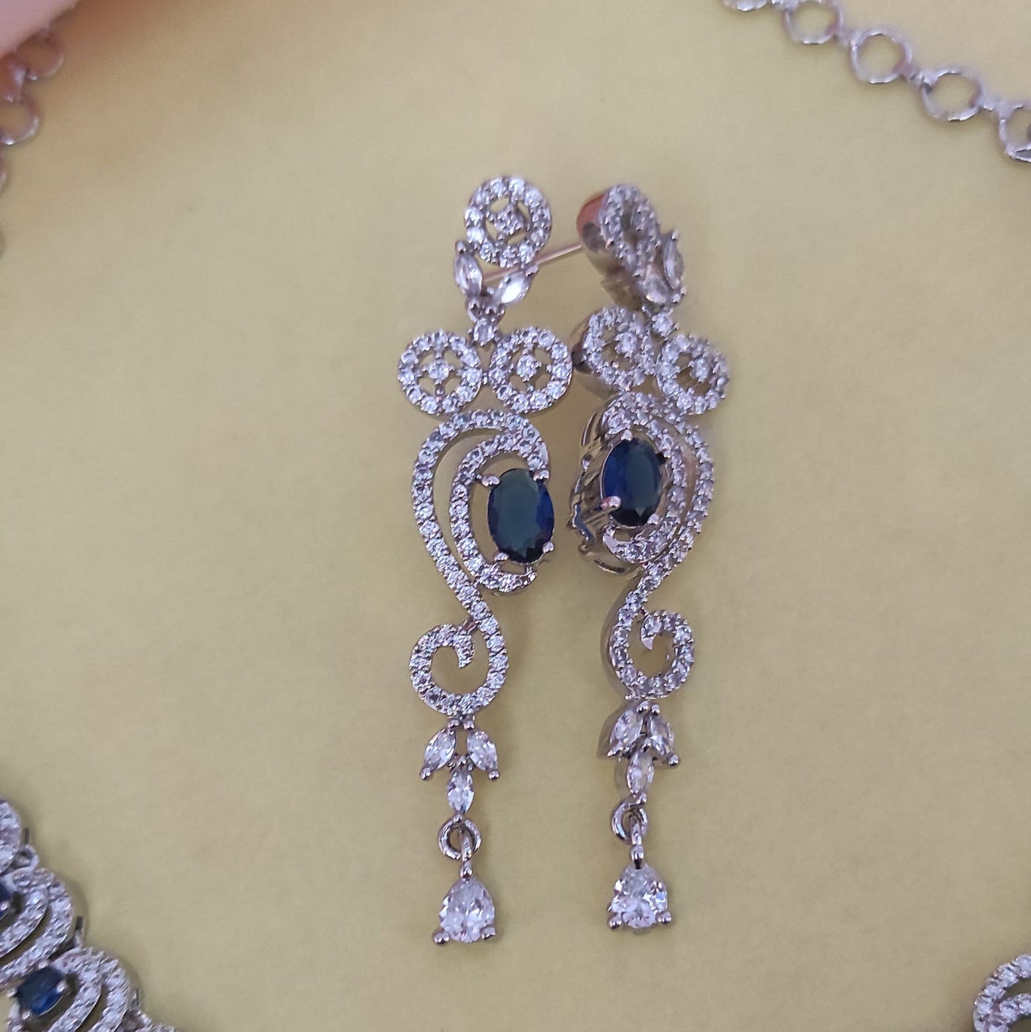 Dark Blue AD studded stylish jewelry set with earrings