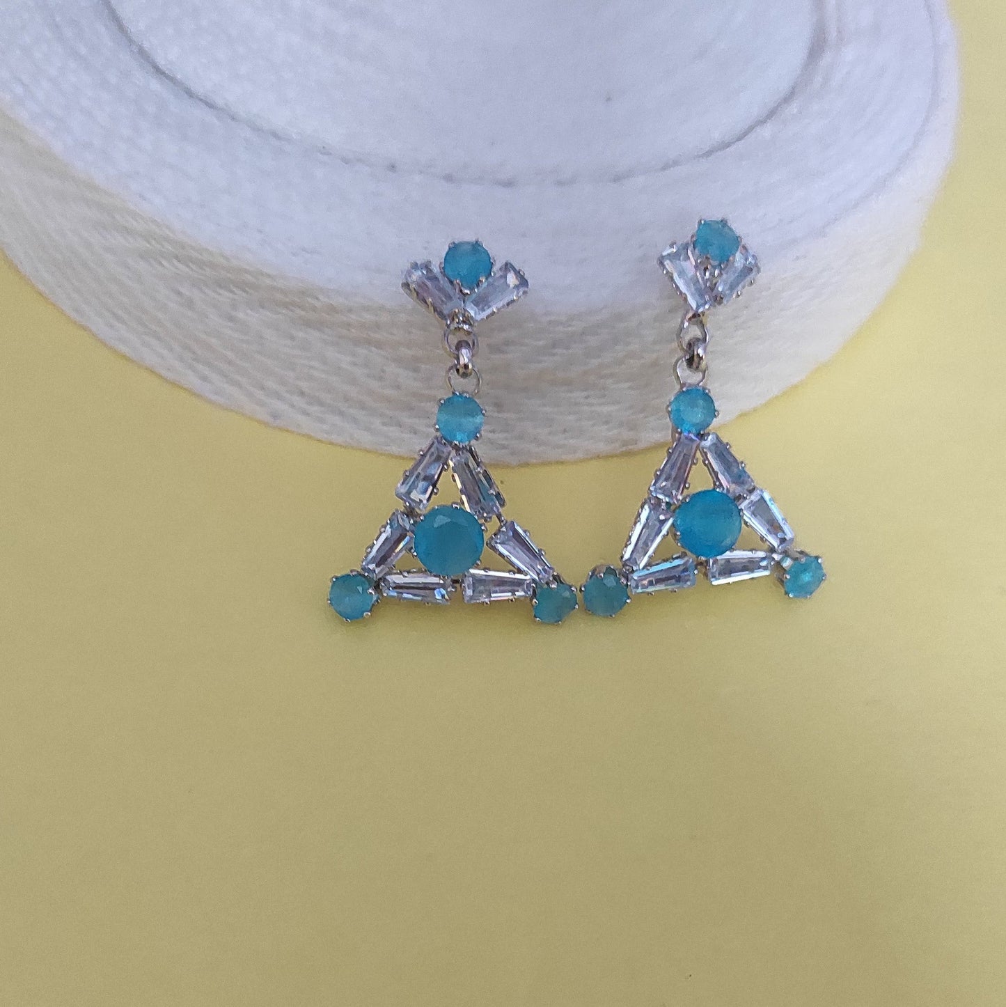 Sky blue AD studded stylish earrings