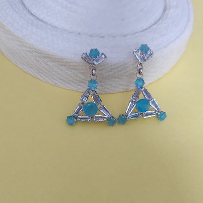 Sky blue AD studded stylish earrings