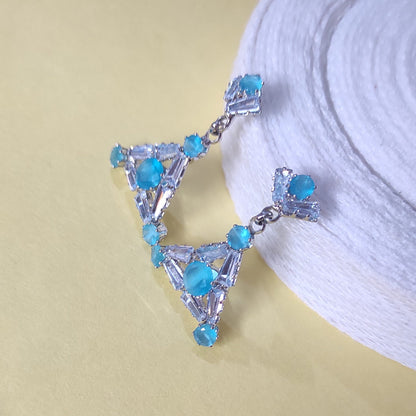 Sky blue AD studded stylish earrings