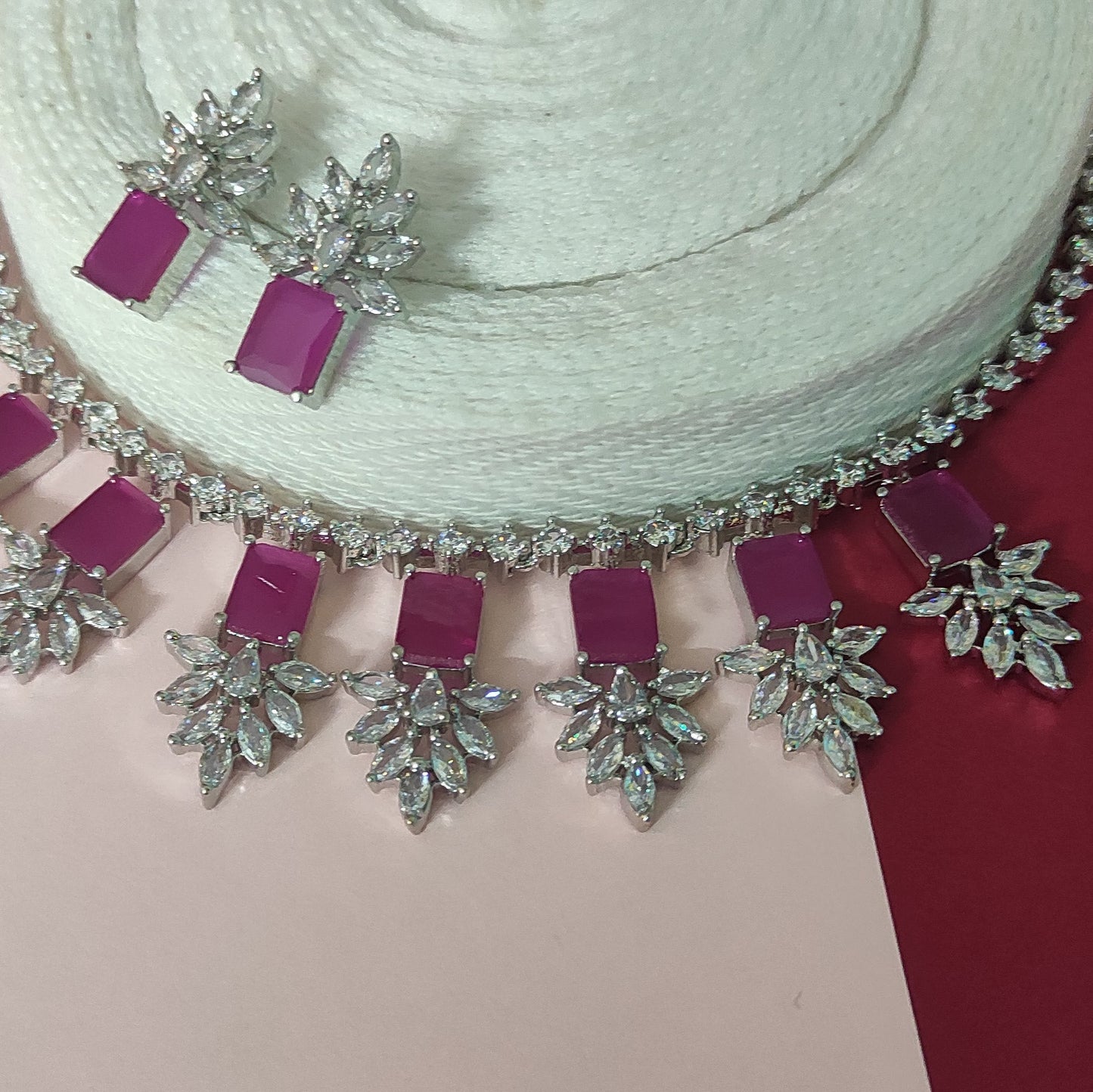 Stylish American Diamond purple jewellery set
