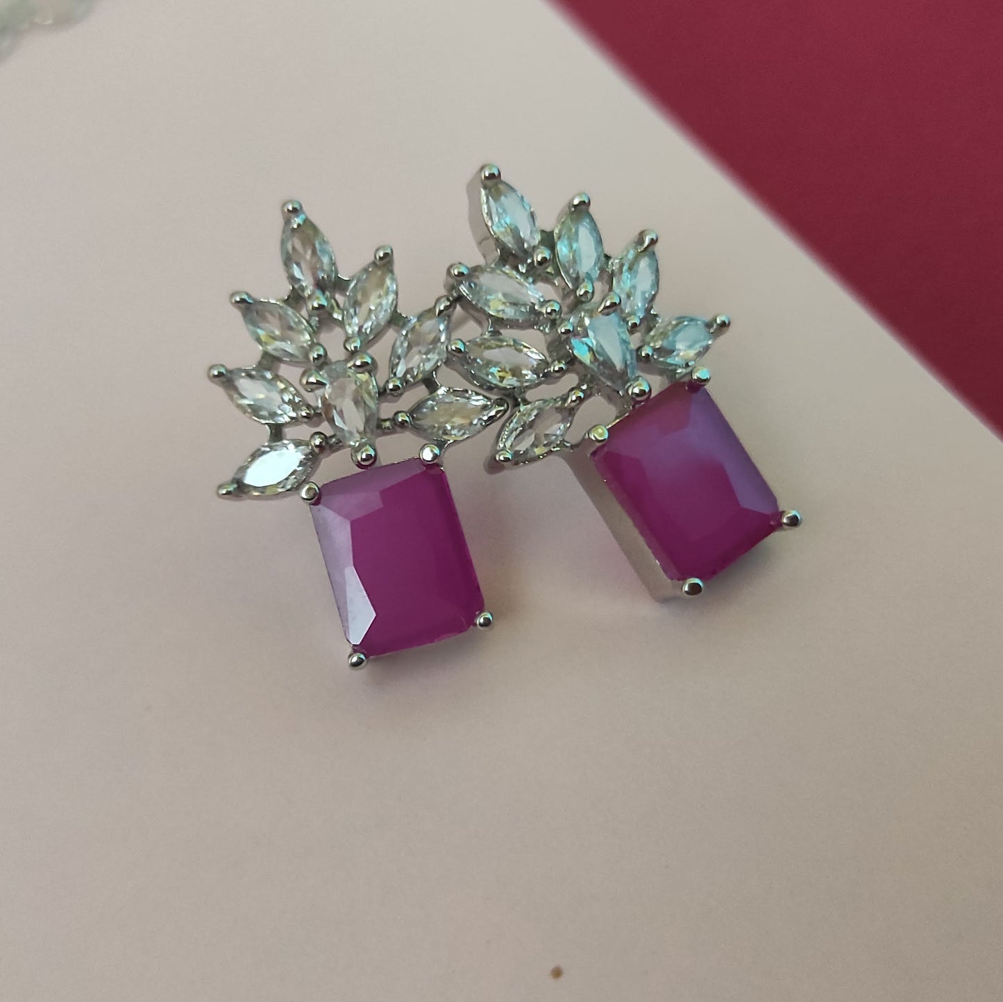 Stylish American Diamond purple jewellery set