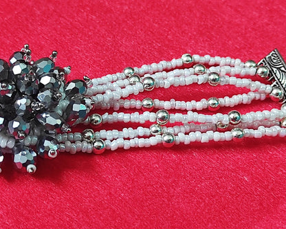 White glass beads rough style handmade bracelet