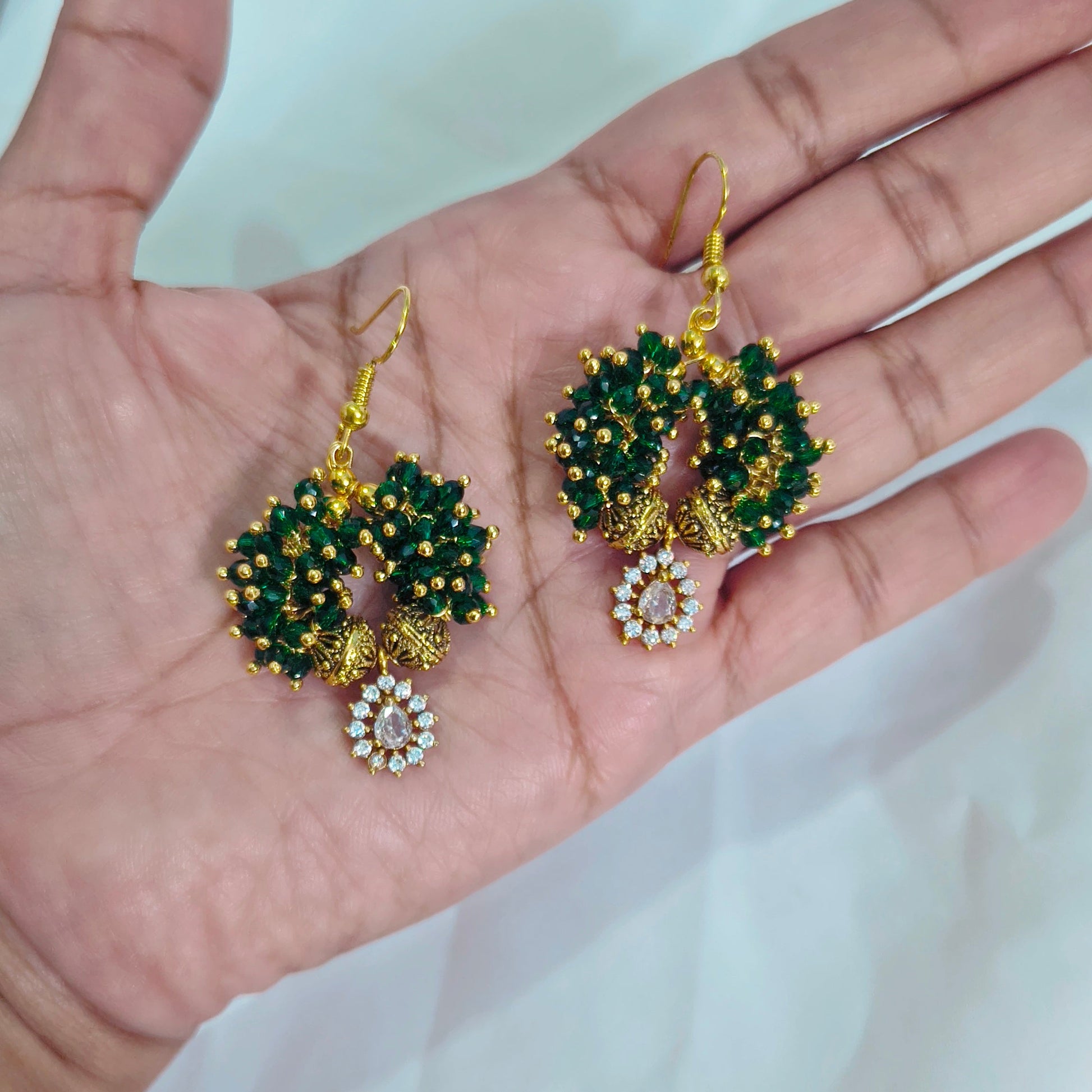 Green drop darling handmade earrings