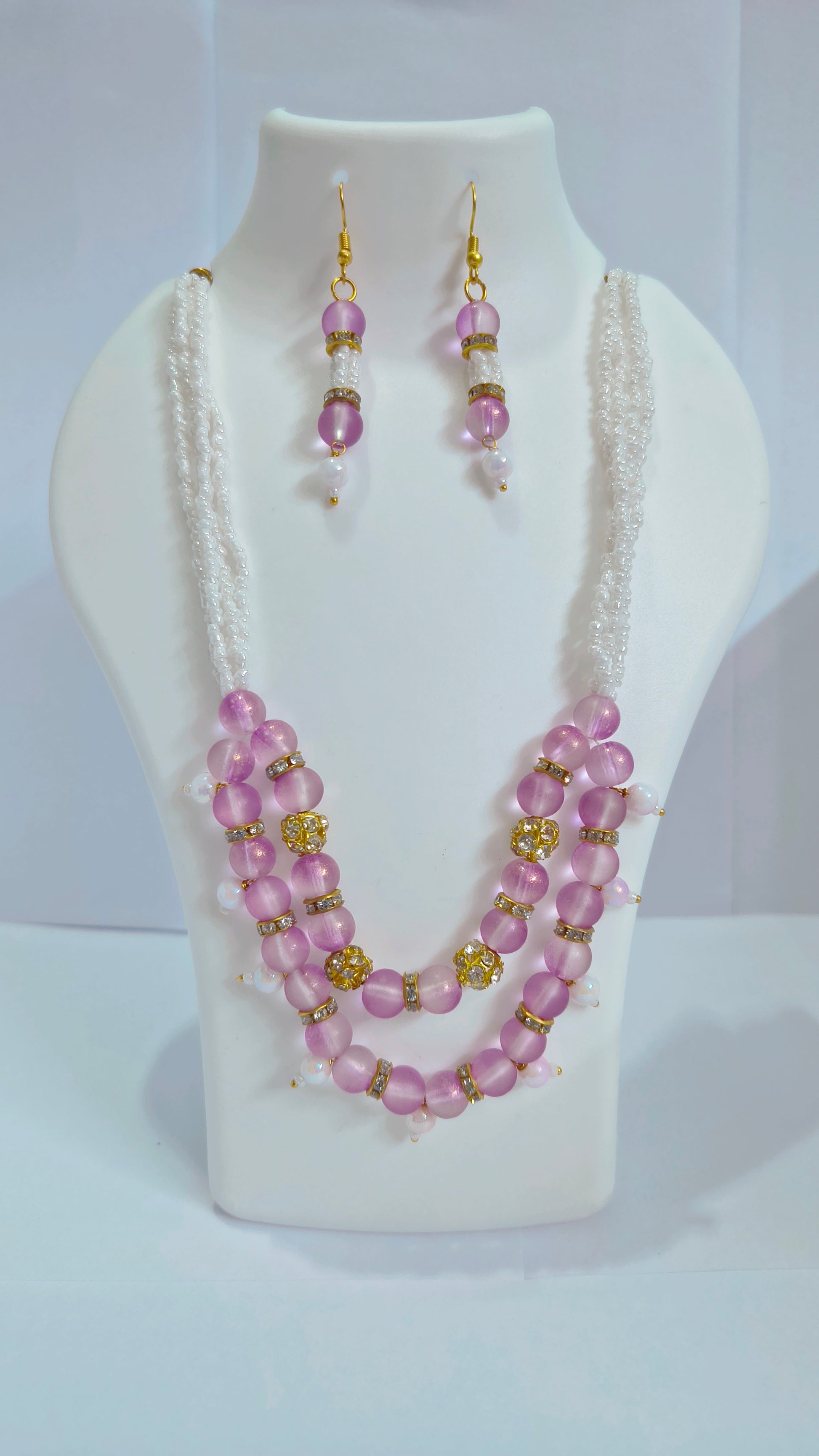 Lavender shimmer luxe handmade Necklace set.