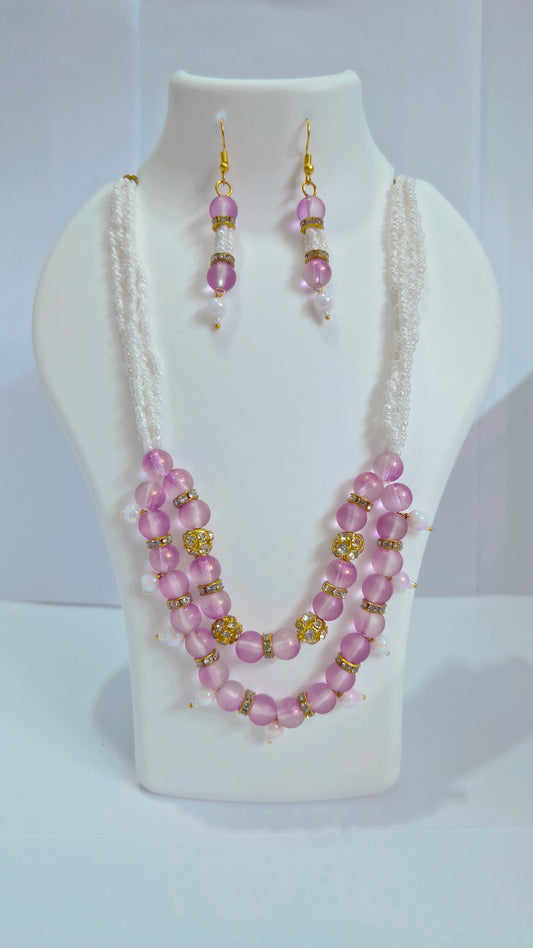 Lavender shimmer luxe handmade Necklace set.