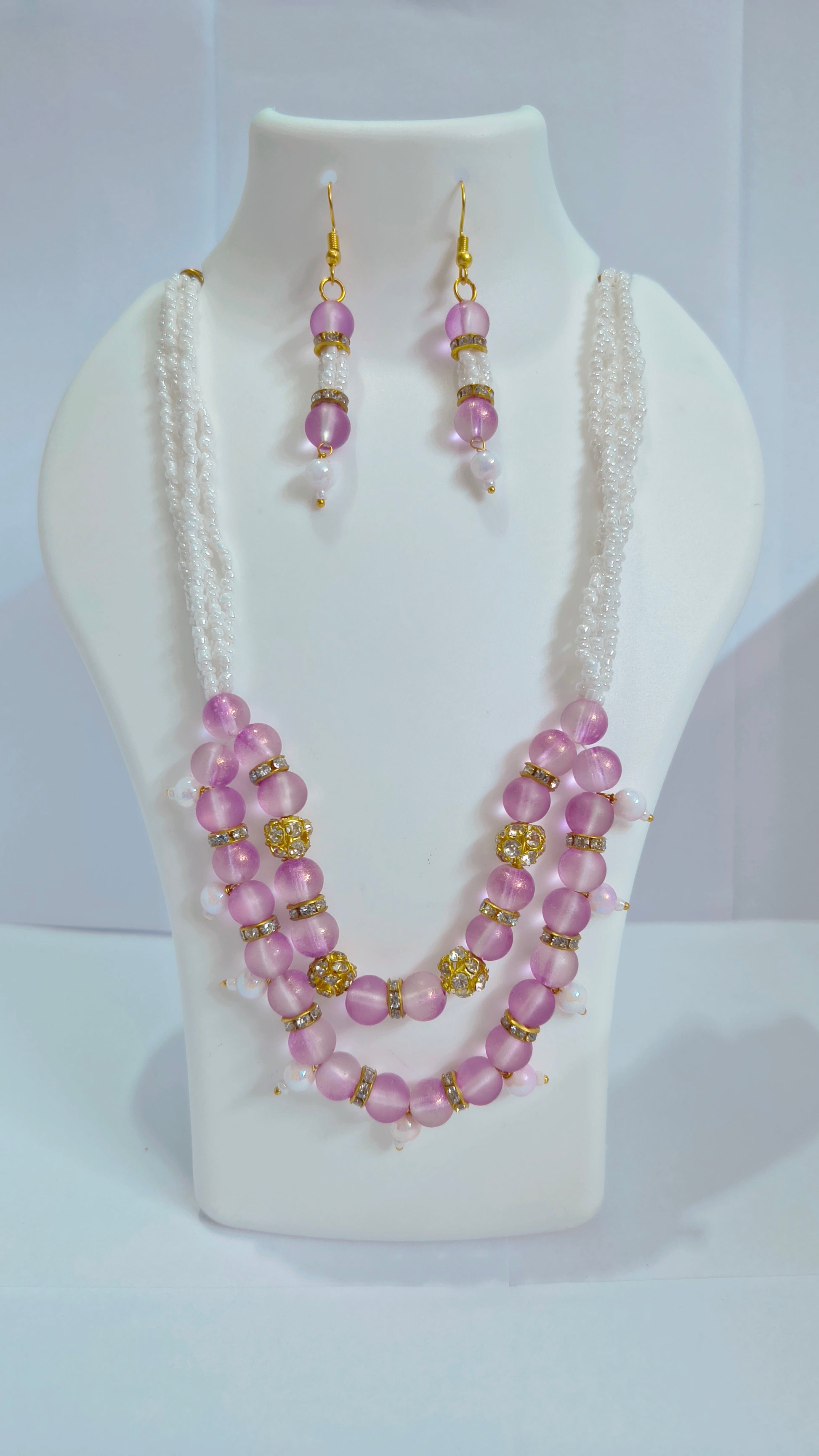 Lavender shimmer luxe handmade Necklace set.