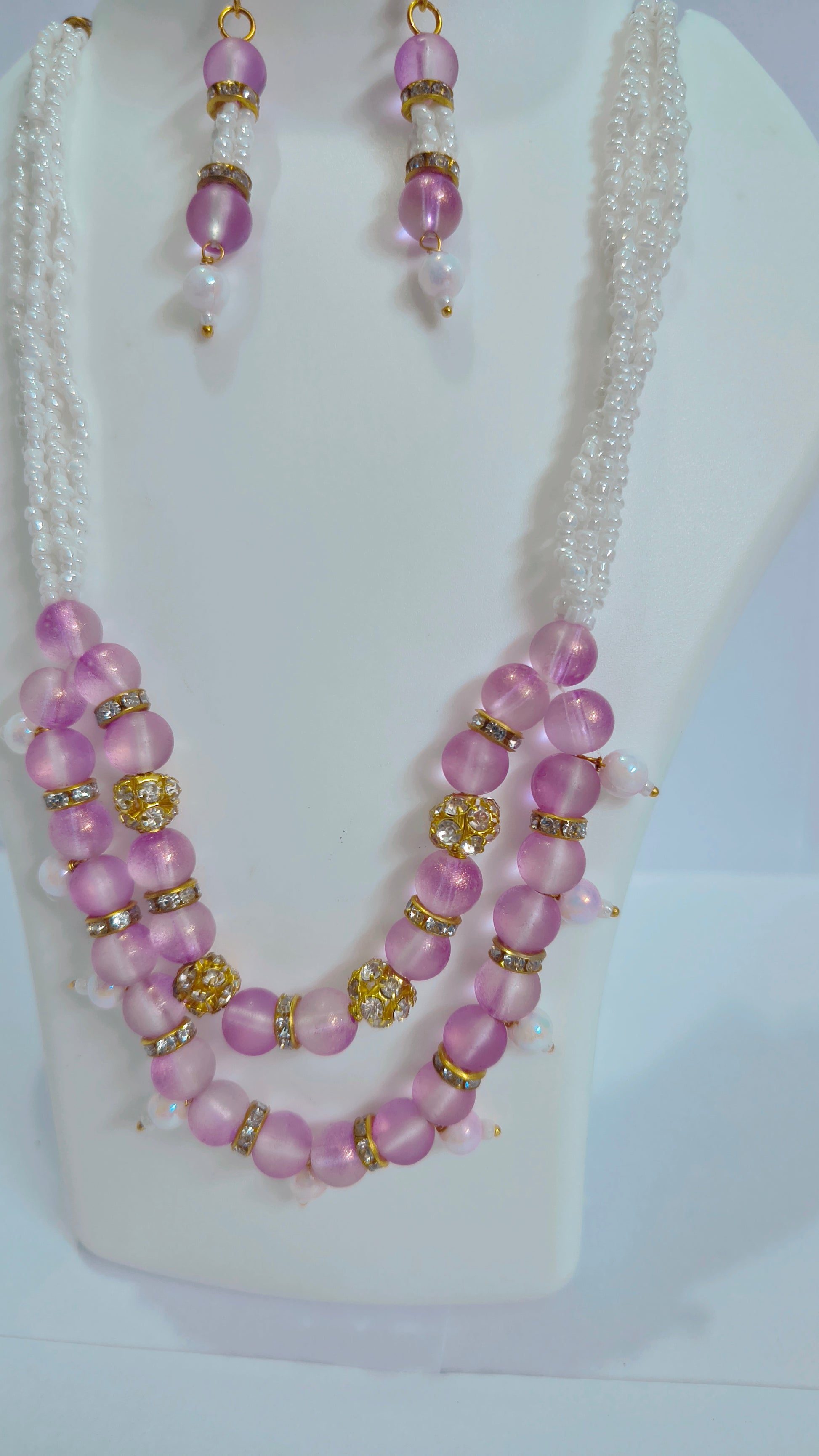 Lavender shimmer luxe handmade Necklace set.