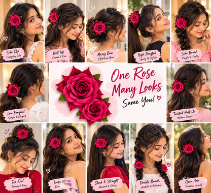 Ruby Pink Rose Hair Clip for Women & Girls | Bloom Bold with ZAIMAKA