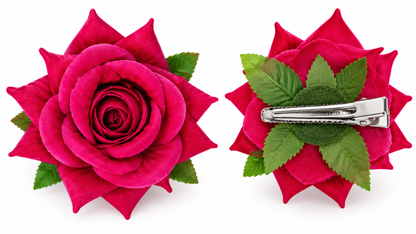 Ruby Pink Rose Hair Clip for Women & Girls | Bloom Bold with ZAIMAKA