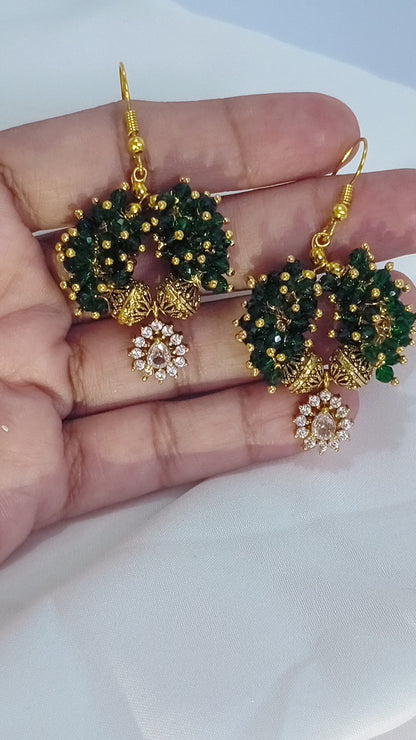 Green drop darling handmade earrings.