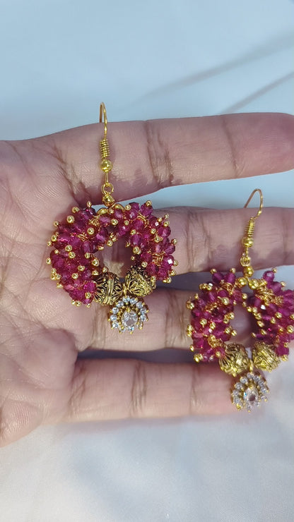 Ruby Queen drops handmade earrings.