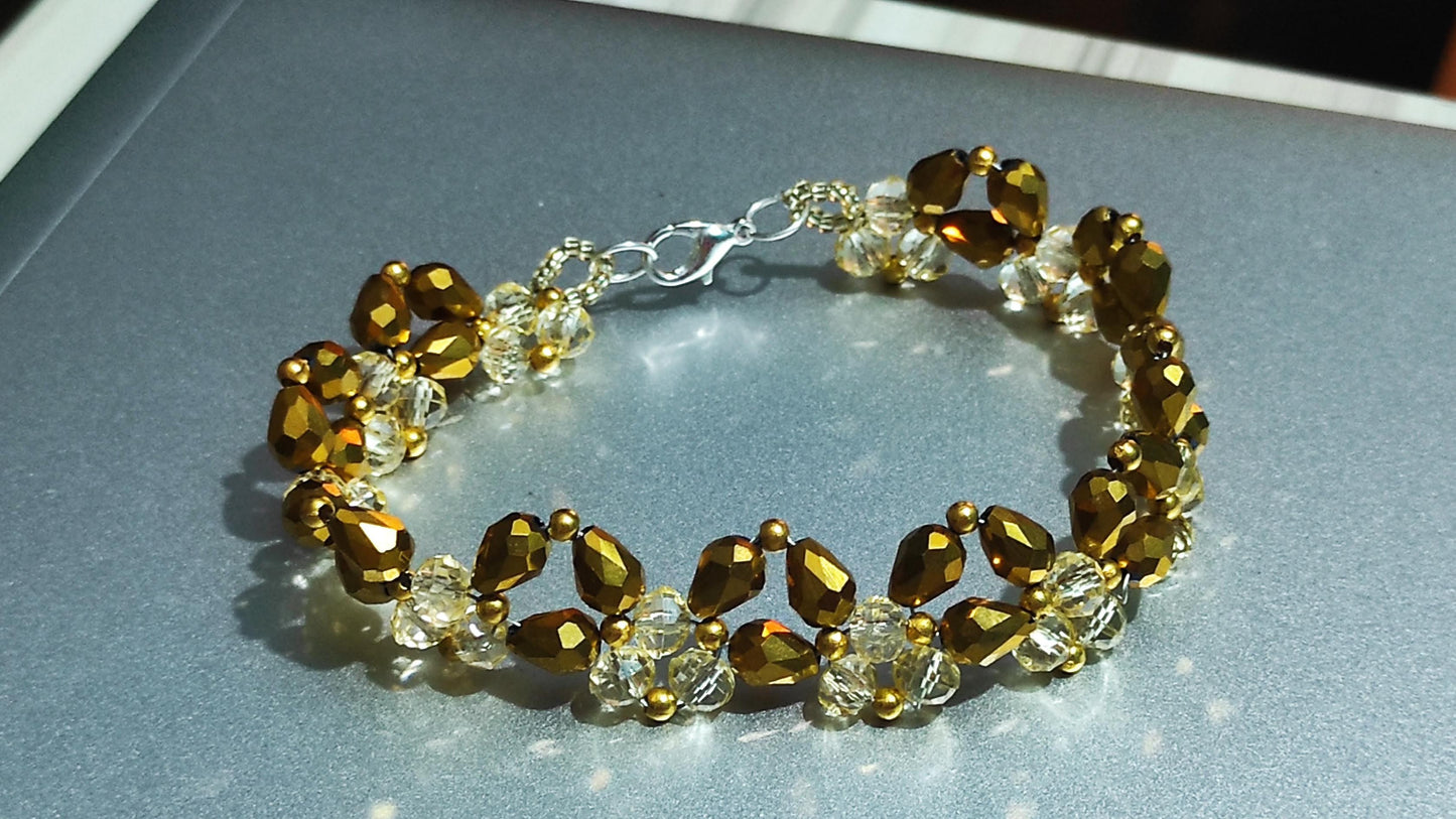 Bronze yellow sparkle beads bracelet