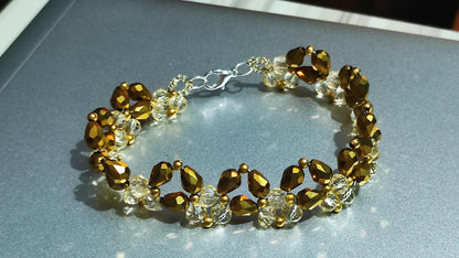 Bronze yellow sparkle beads bracelet