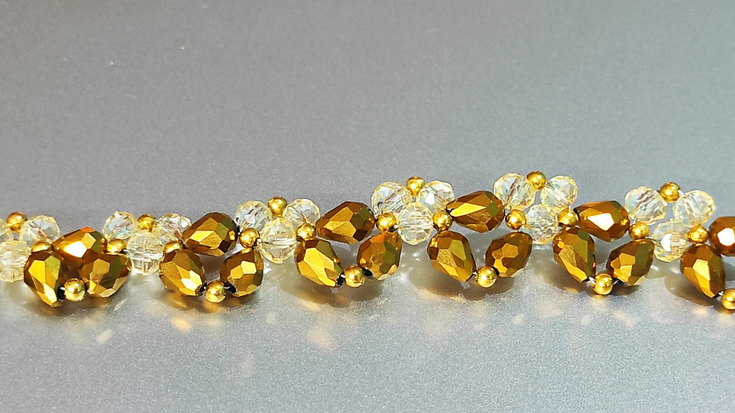 Bronze yellow sparkle beads bracelet