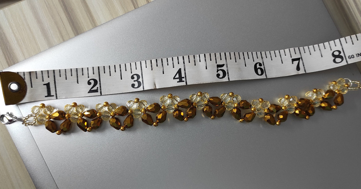 Bronze yellow sparkle beads bracelet